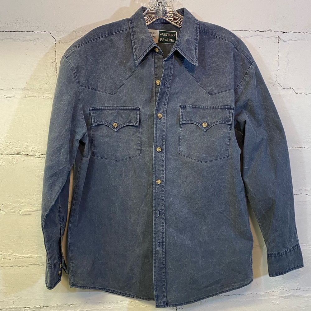 Merrill & Forbes Outfitters Mens Denim Western Shirt w 2 Pockets Size L